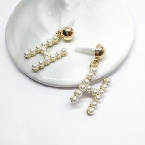 NWOT Forever 21 Pearl H Letter Earrings
